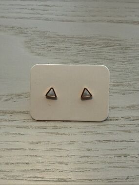 Fossil Rose Gold Triangle Stud Earrings with White Inlay